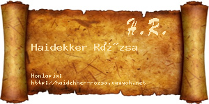 Haidekker Rózsa névjegykártya